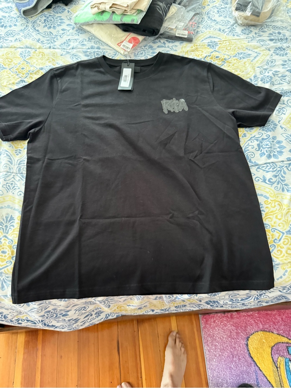 RtA Black Short-Sleeve Crewneck T-Shirt with Chest Logo